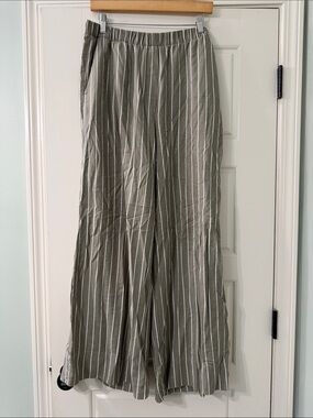 H&M Striped Linen Wide-Leg Pants